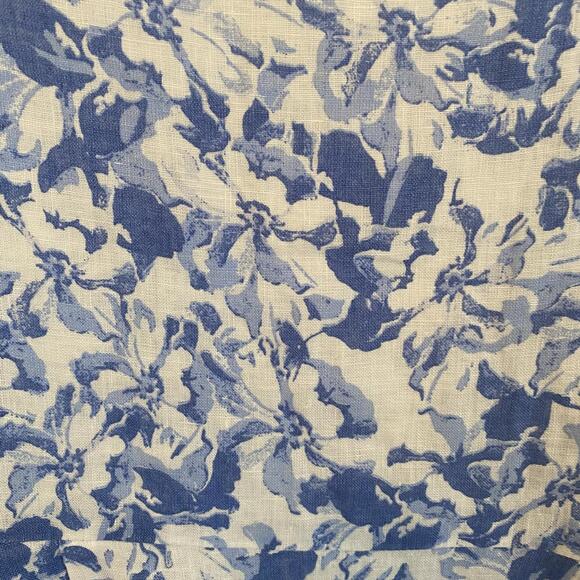 QUINCE blue and white linen floral midi dress sz xl - Picture 4 of 8